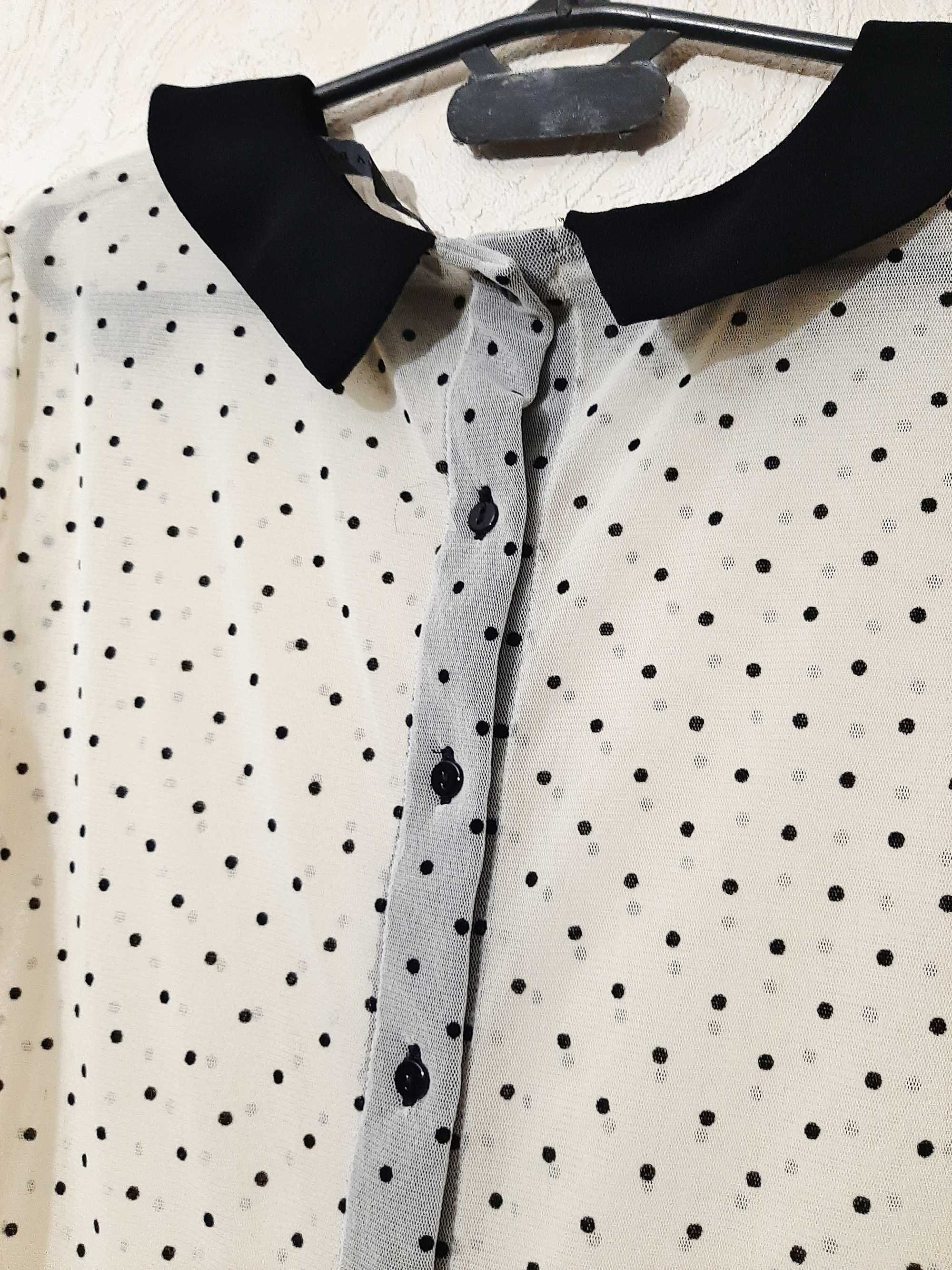 Zara Іспанія блузка біла чорні горохи кофтинка на дівчинку