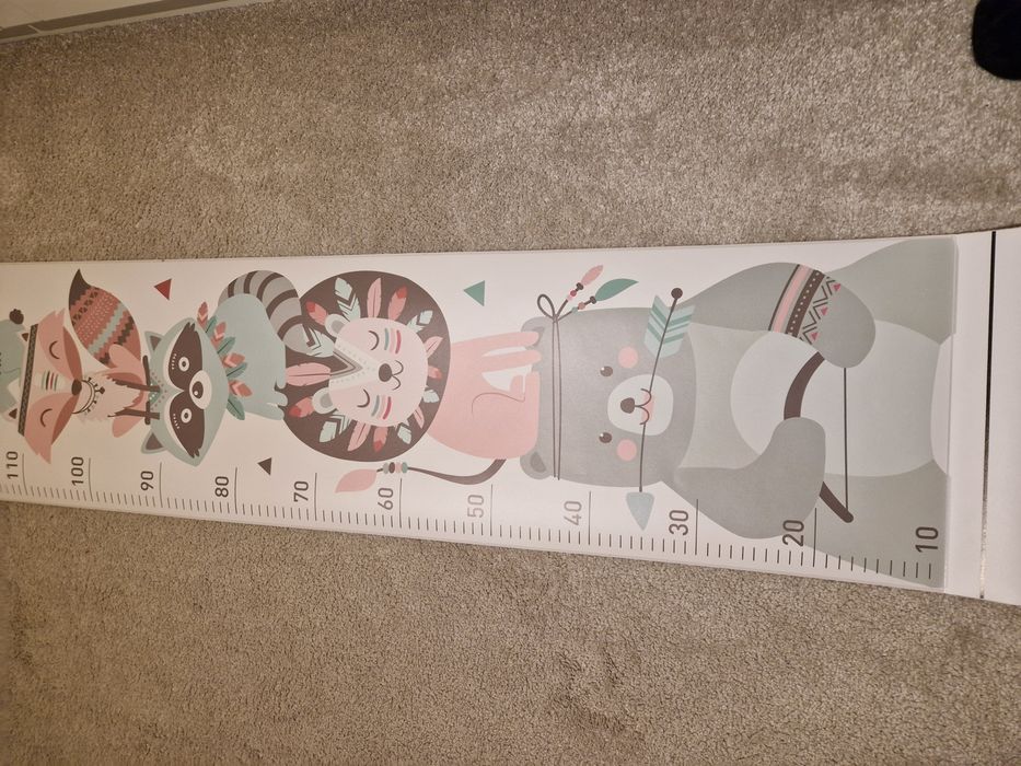 Miarka wzrostu ze zwierzętami, naklejka na ścianę