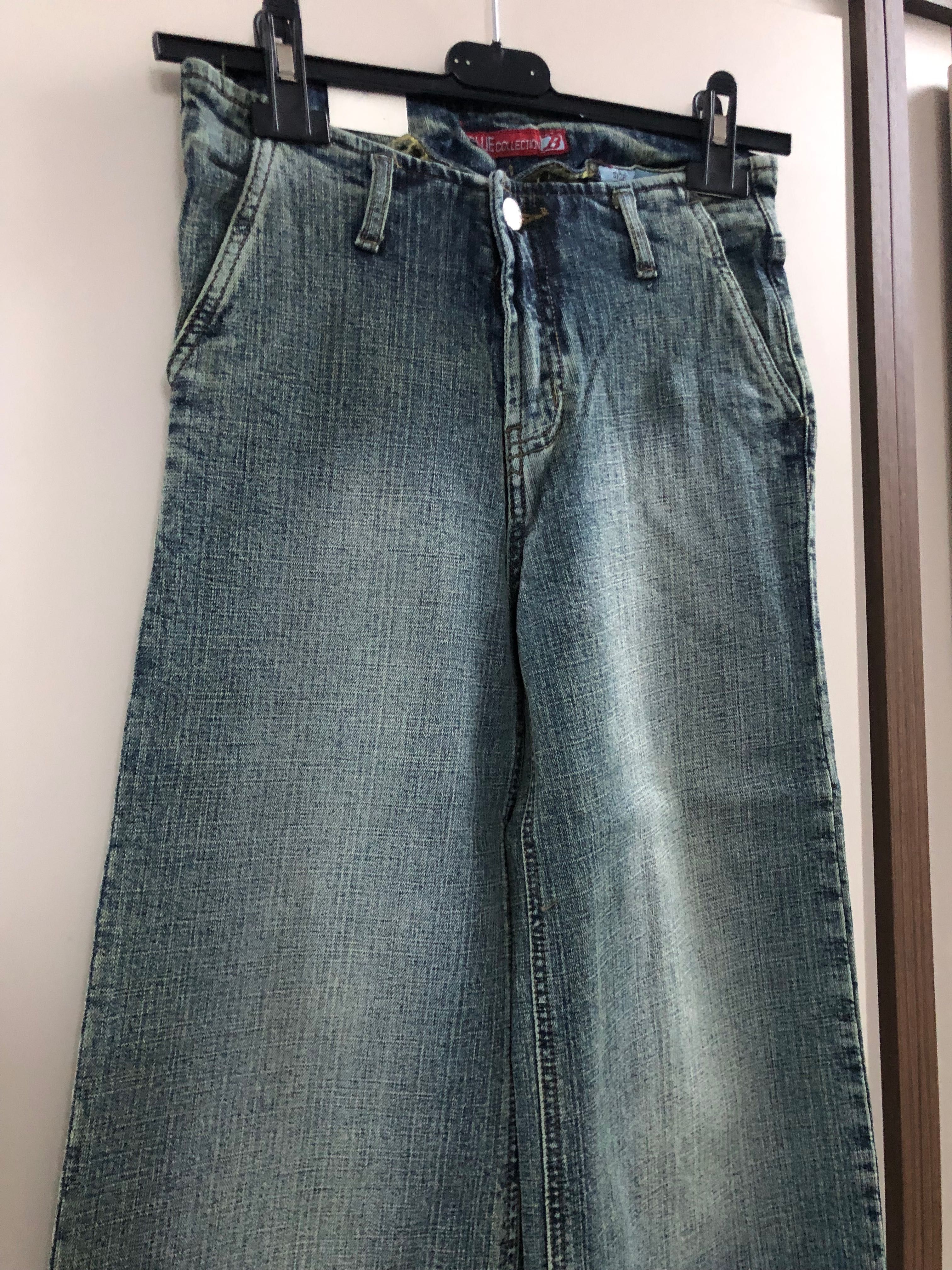 Spodnie nowe jeansy wide leg zielone szerokie nogawki 2000s y2k XS 26