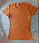 Pomarańczowa koszulka z bawełny T-shirt V-neck