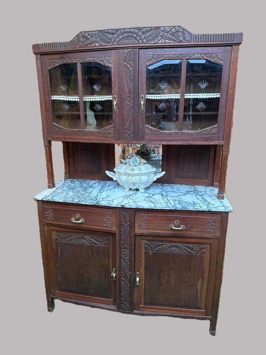 Louceiro antigo em perfeito estado, tampo em marmore; 49X126X194 cm