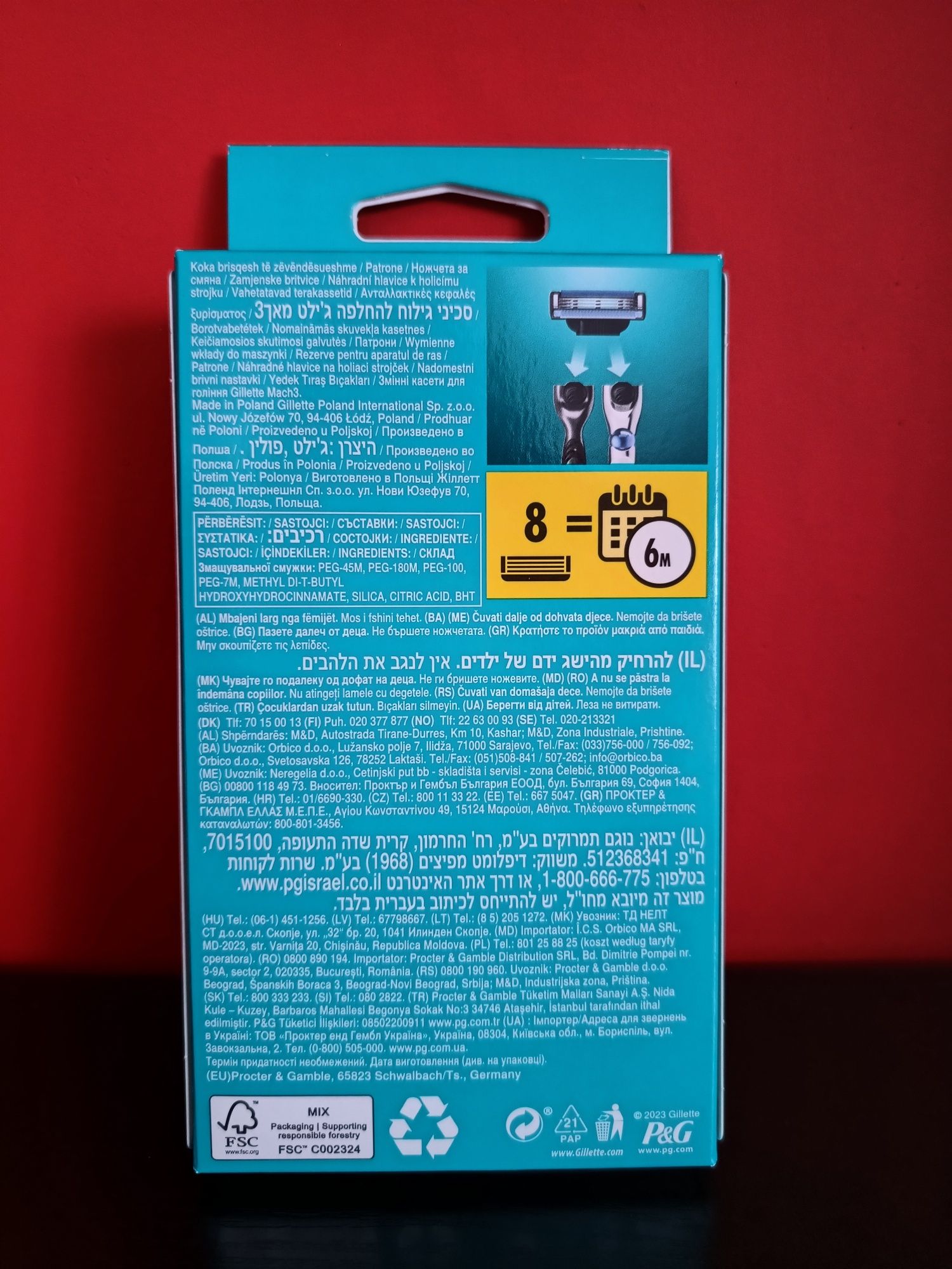 Gillette Mach3 orginalne ostrza  8szt.