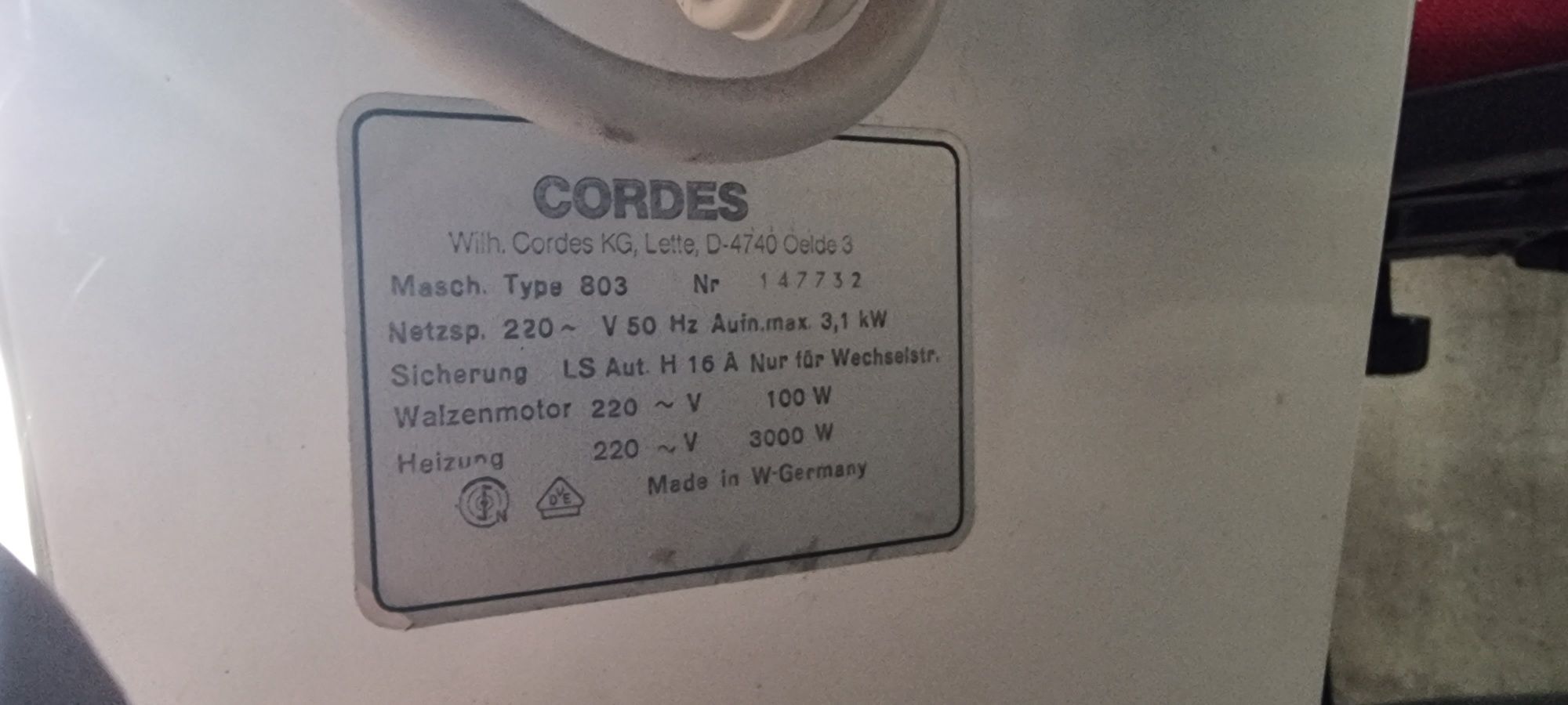 Magiel elektryczny prasowalnica cordes 803 (Miele)