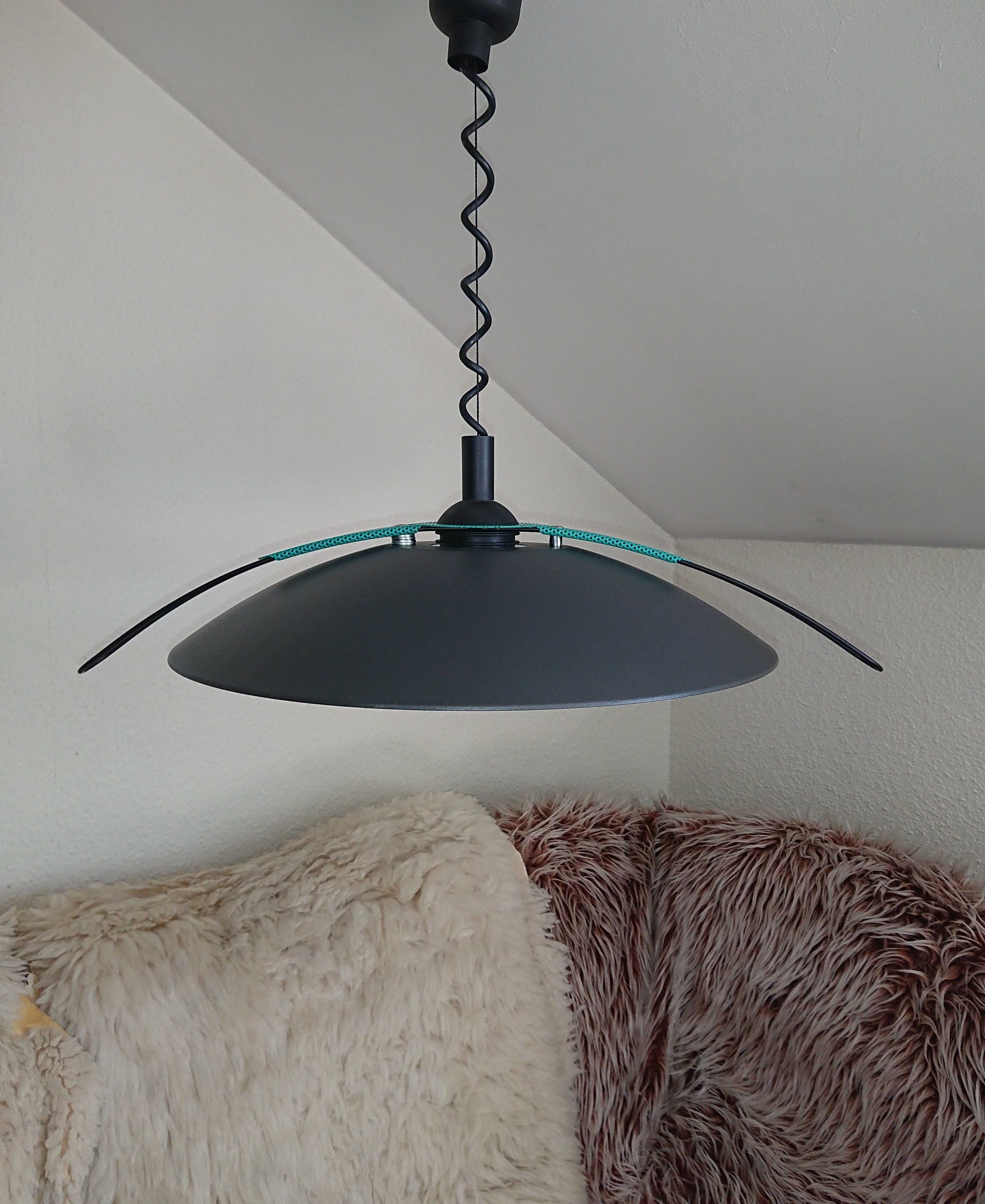 Lampa Loft metalowa E27 wisząca z regulacją klosz 48cm szary turkusowy