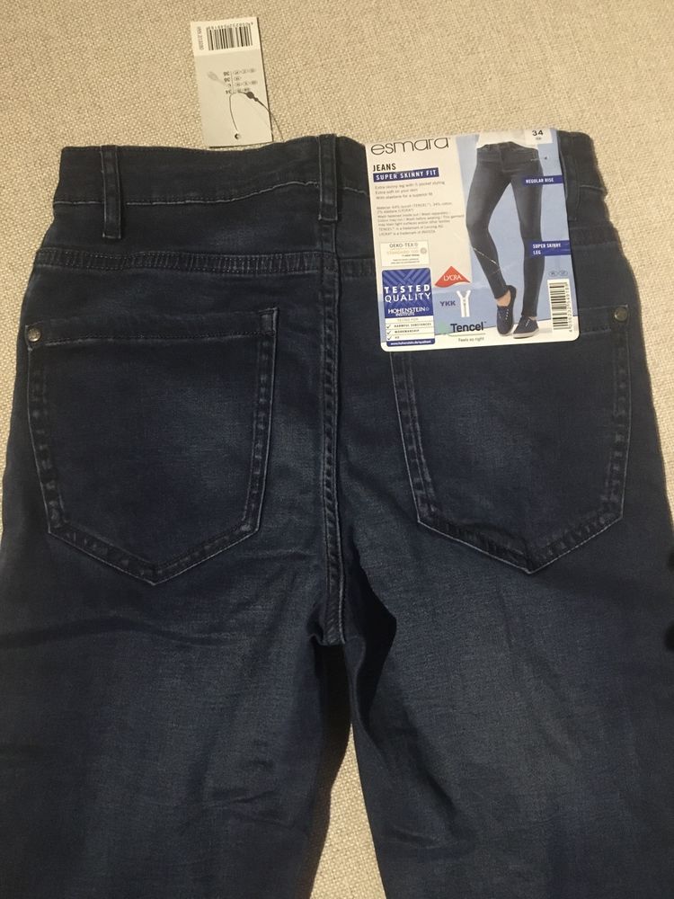 Jeansy Super Skinny Fit 34 NOWE esmara spodnie medium waist