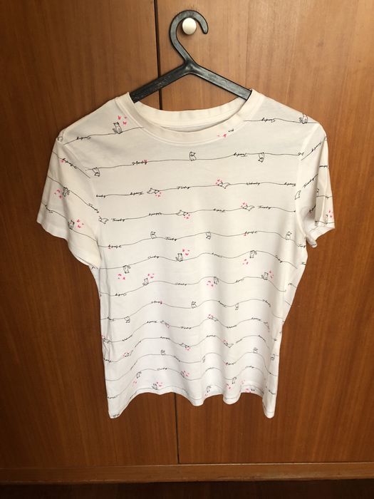 T-shirt branca estampada