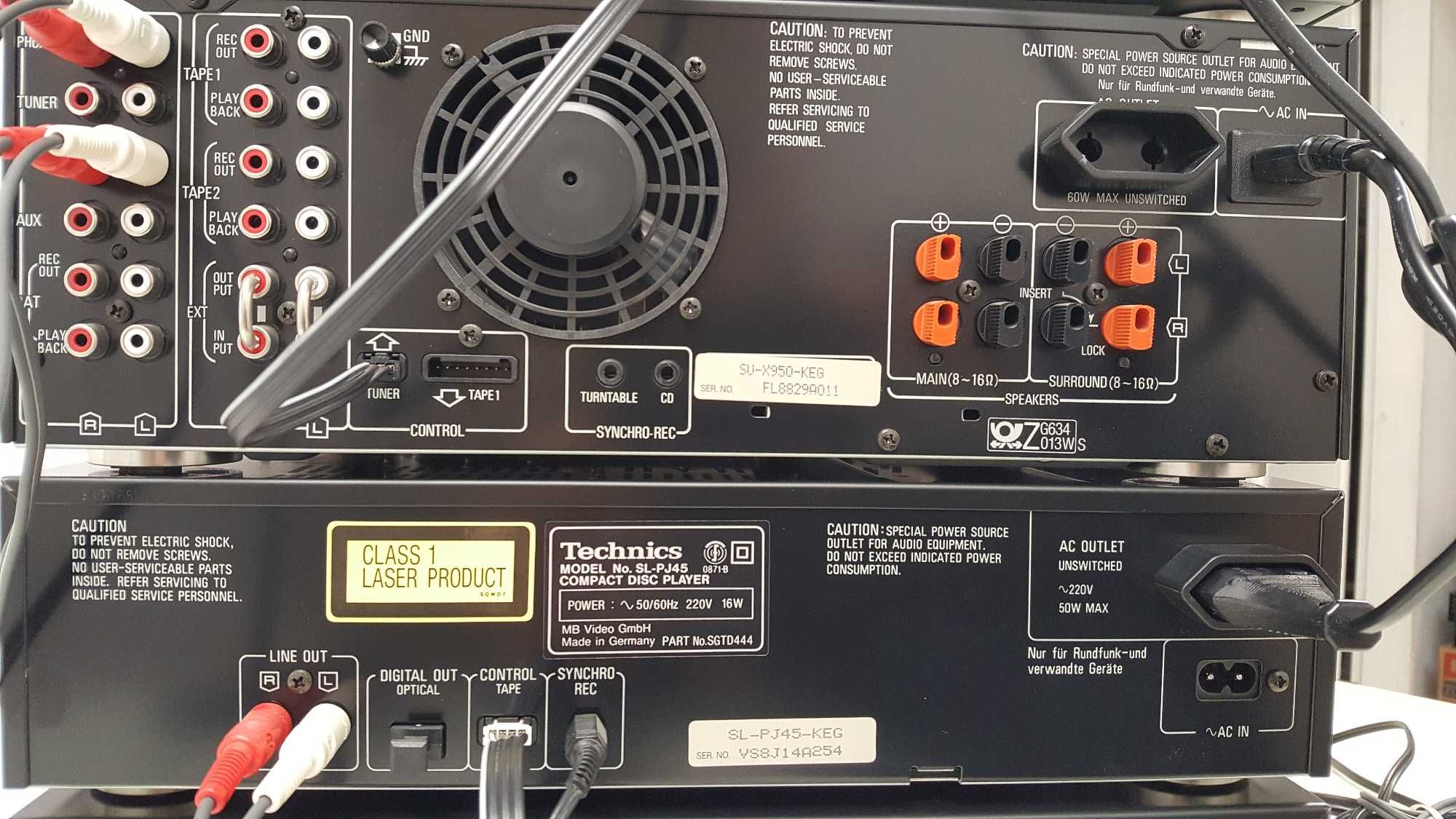 Wieża Technics 80-te lata Wzmacniacz SU-X950 Magnetofon RS  CD SL-PJ45