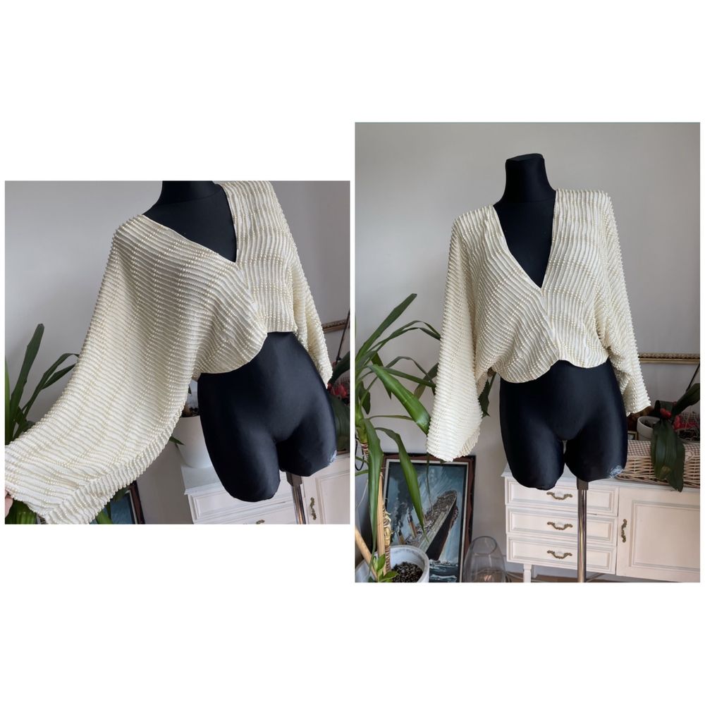 Cekinowa bluzka Top kimono 36 s 38 m asos luxe perły zdobiona