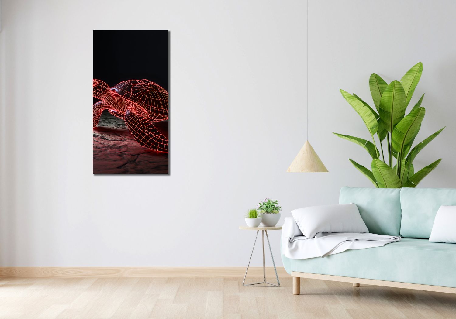 Obraz 50x100cm Neonowy Żółw
