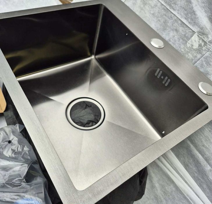 Zlew srebrno czarny grafitowy szary stal szczotkowana nierdzewna bater