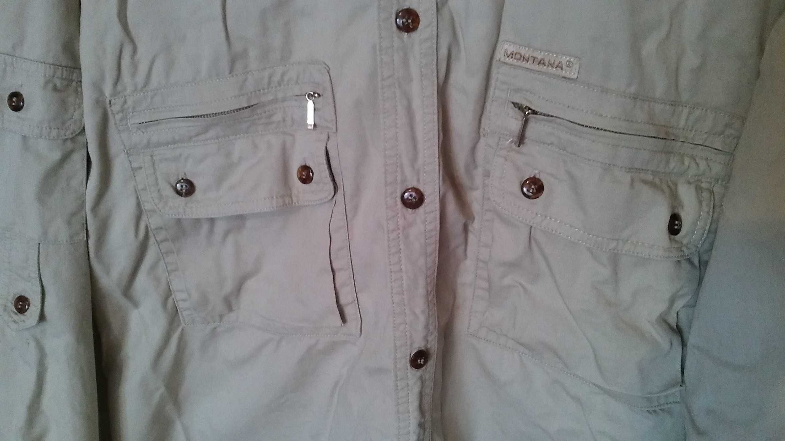 Koszula profesjonalnej marki Montana, XXL, khaki, beż, na ryby, safari