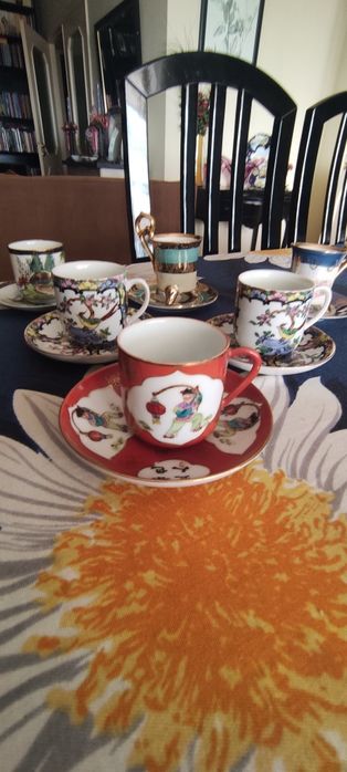 Conjunto de 6 chávenas com pires porcelana chinesa