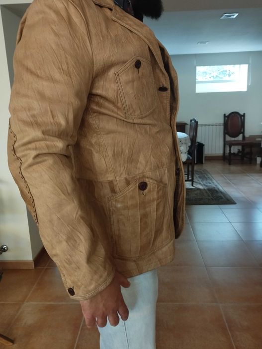 Casaco de pele estilo blazer