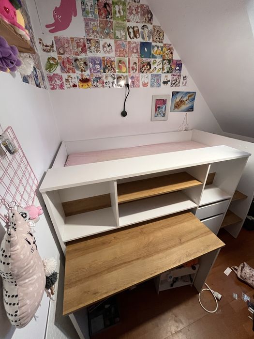 Łóżko piętrowe z biurkiem 90x200