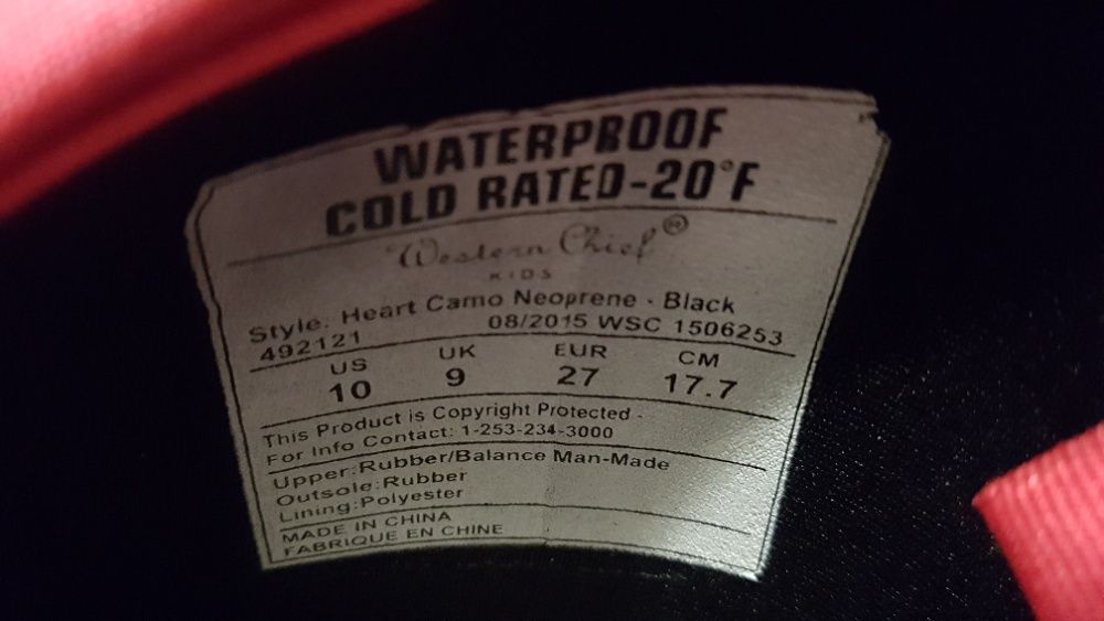 Зимние непромокаемые термо сапожки Western Chief 26-27EU Bogs Columbia