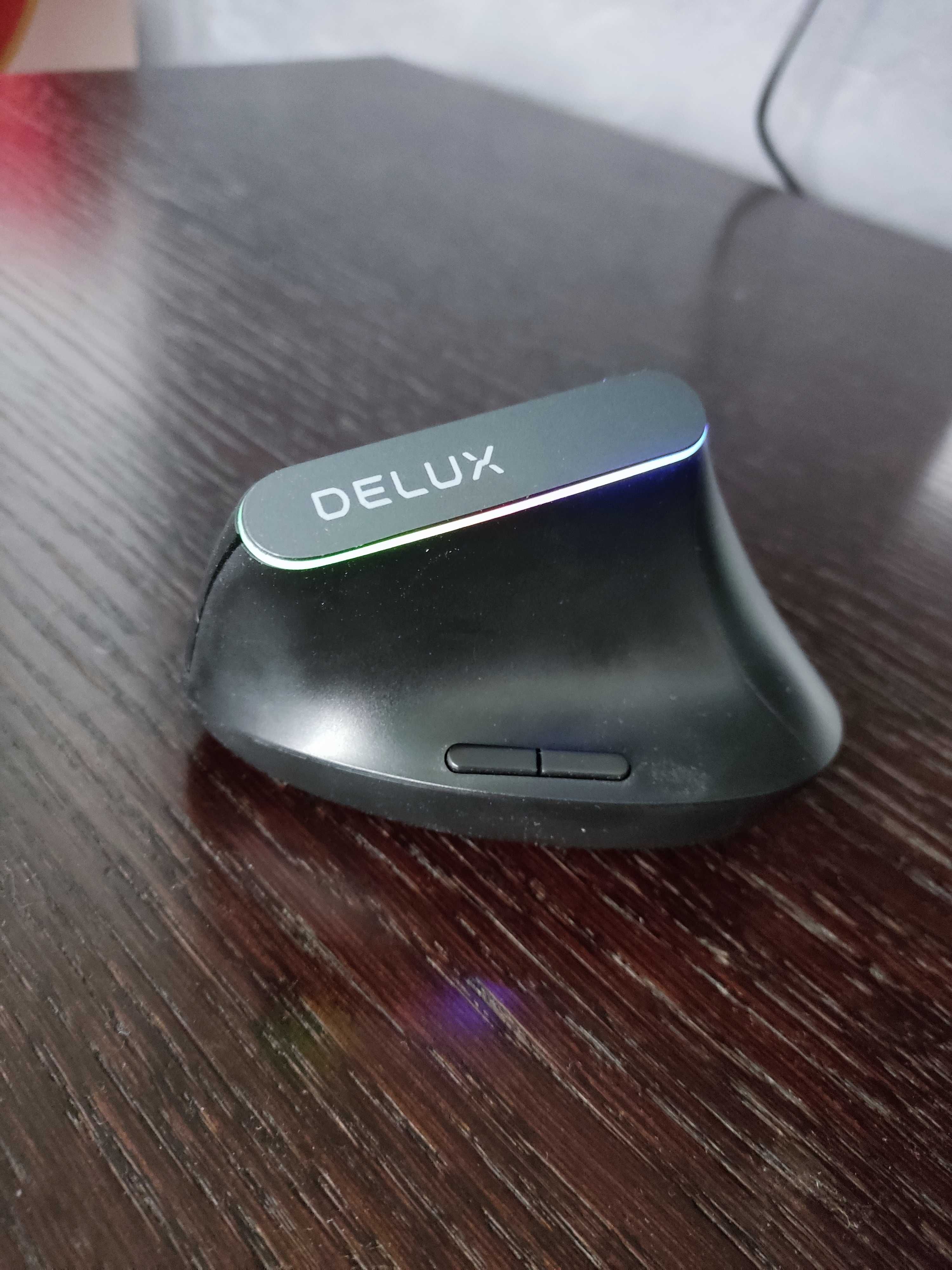 Mysz pionowa ergonomiczna Delux M618DB RGB (bezprzewodowa)