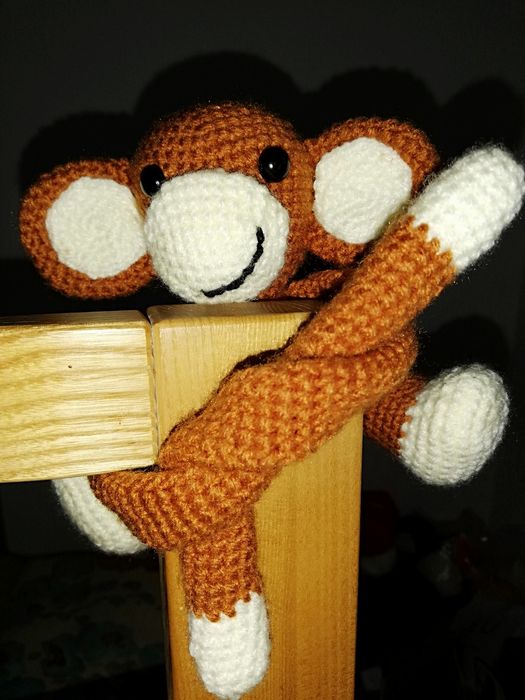 Małpka opaska na firankę, szydełko handmade