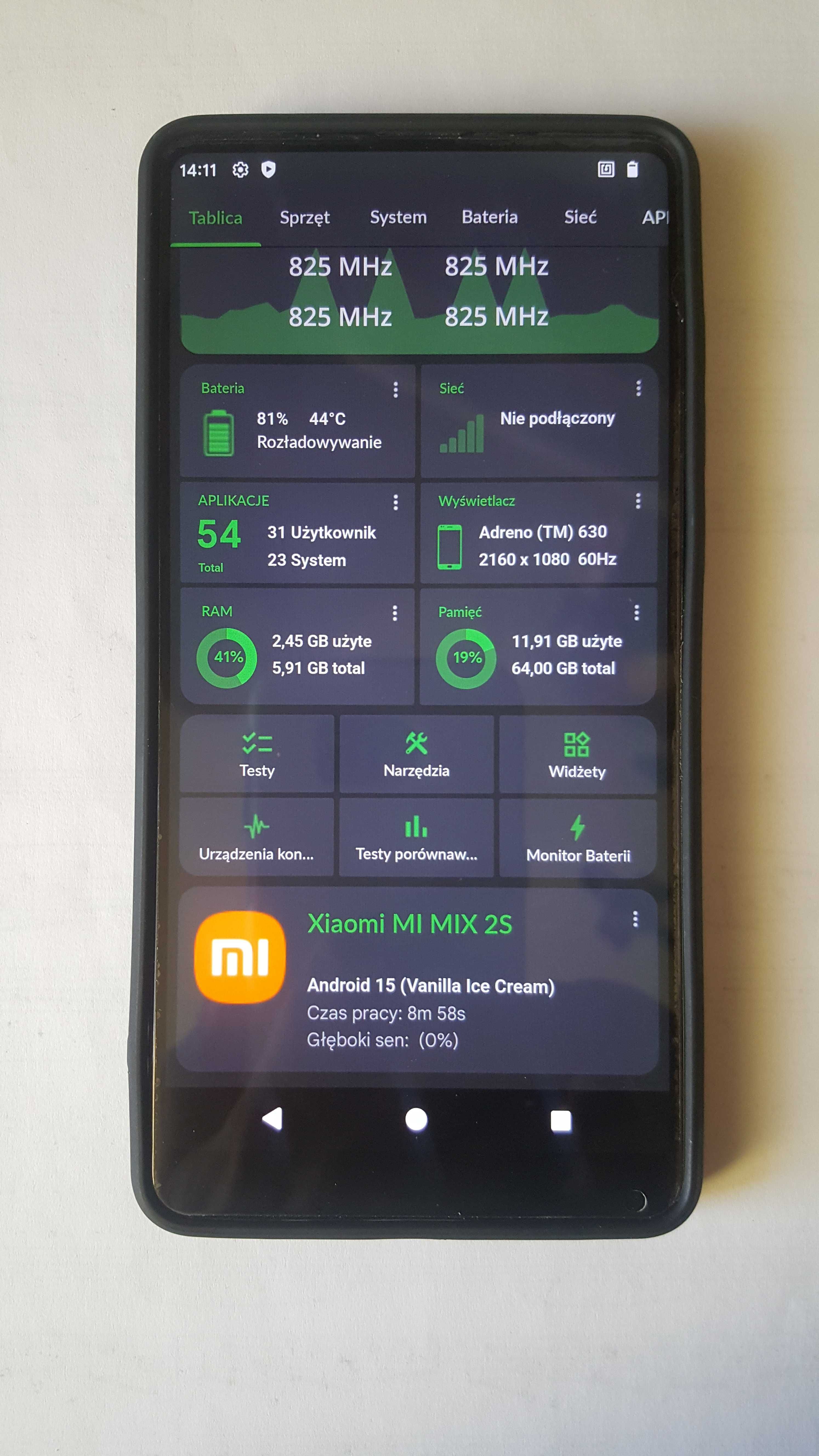 Xiaomi Mi MIX 2s Android 15 6/64 GB dual sim 5,99" plus słuchawki BT