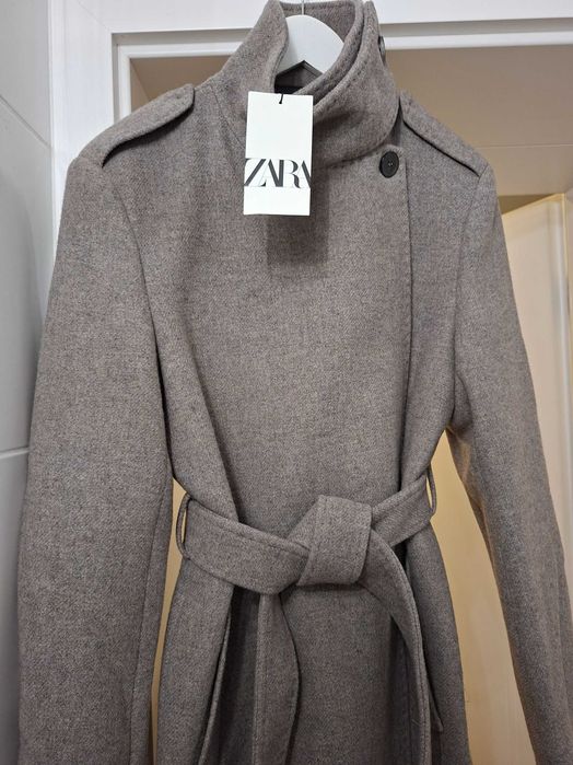 płaszcz nowy z metką  zara wełna manteco 68%