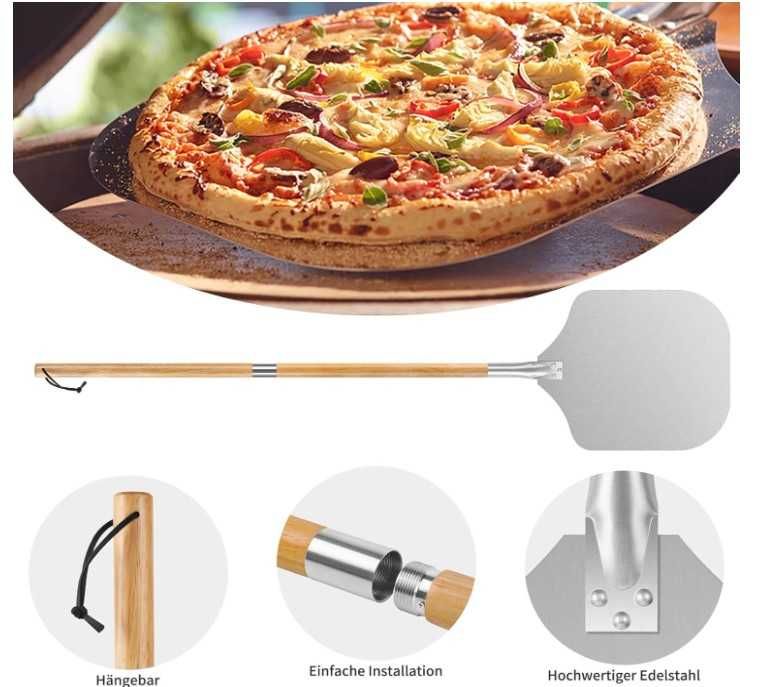 Aluminiowa łopata do pizzy 132.6 cm, drewniana rączka ANKA