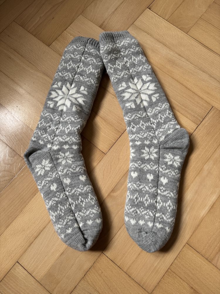 Ciepłe zimowe skarpety szare H&M 37 38