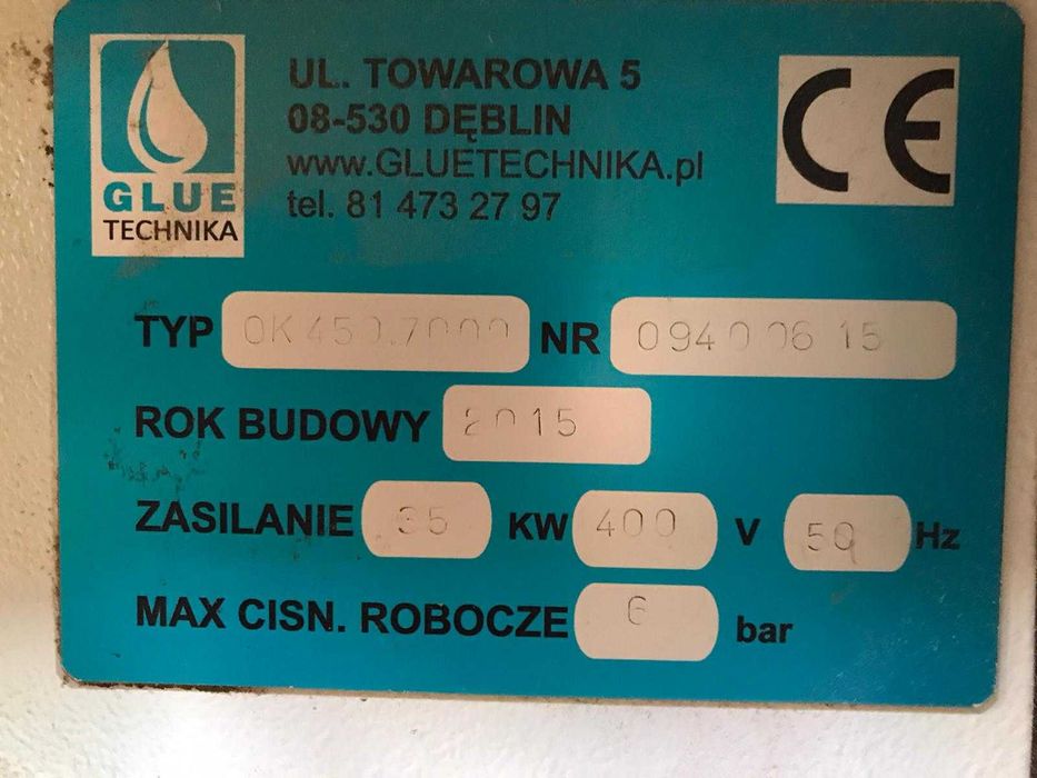 Okleiniarka Glue Technika 2015 rok