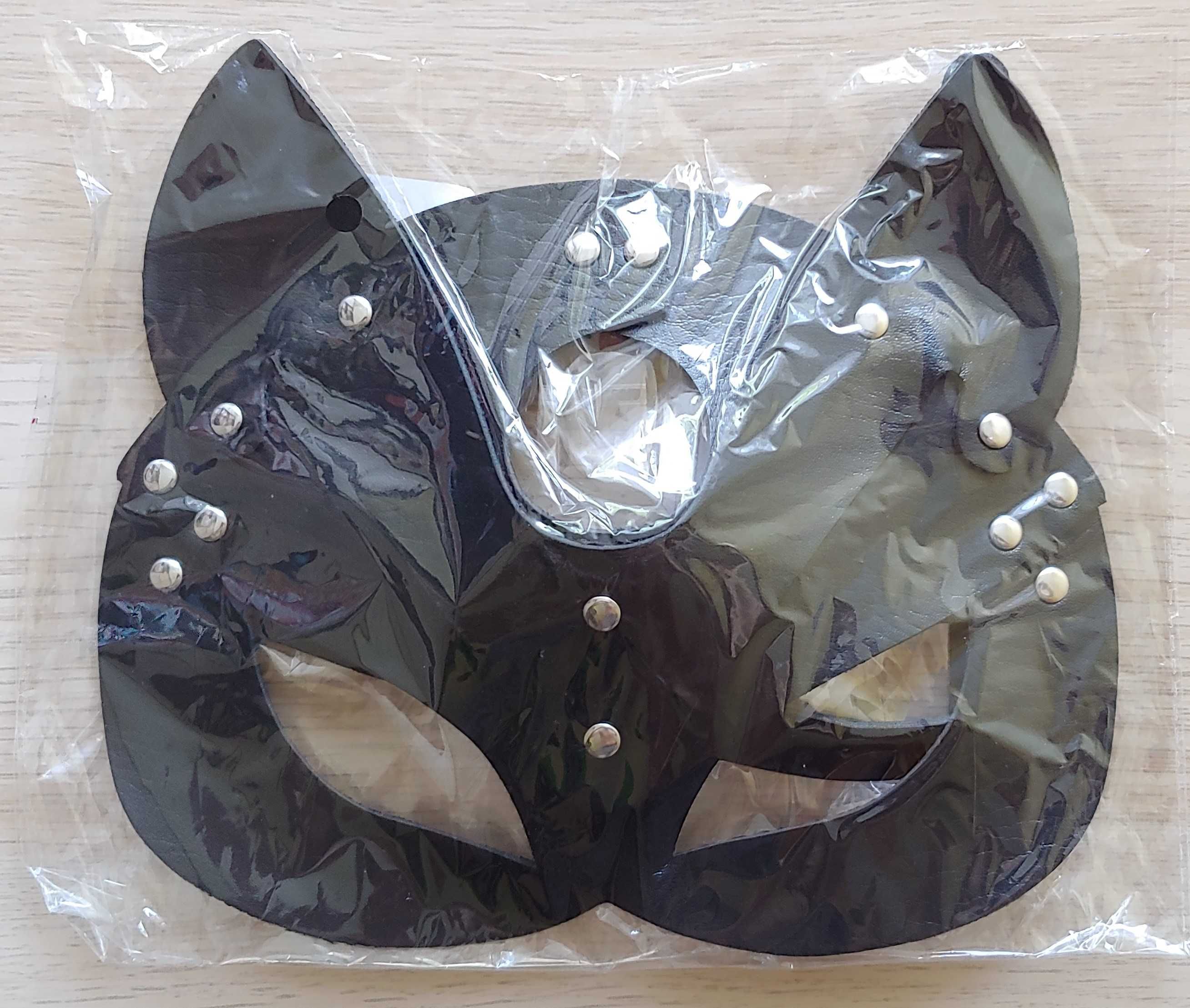 Maska Kota Kot Czarna na twarz głowę Przebranie skórzana Cosplay