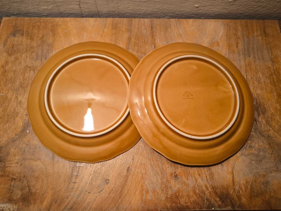 Miodowy talerz obiadowy Porcelit Pruszków PRL