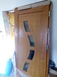 Drzwi drewniane100proc Prawe72mm zloty dab porta zewnetrzne wej OKAZJA