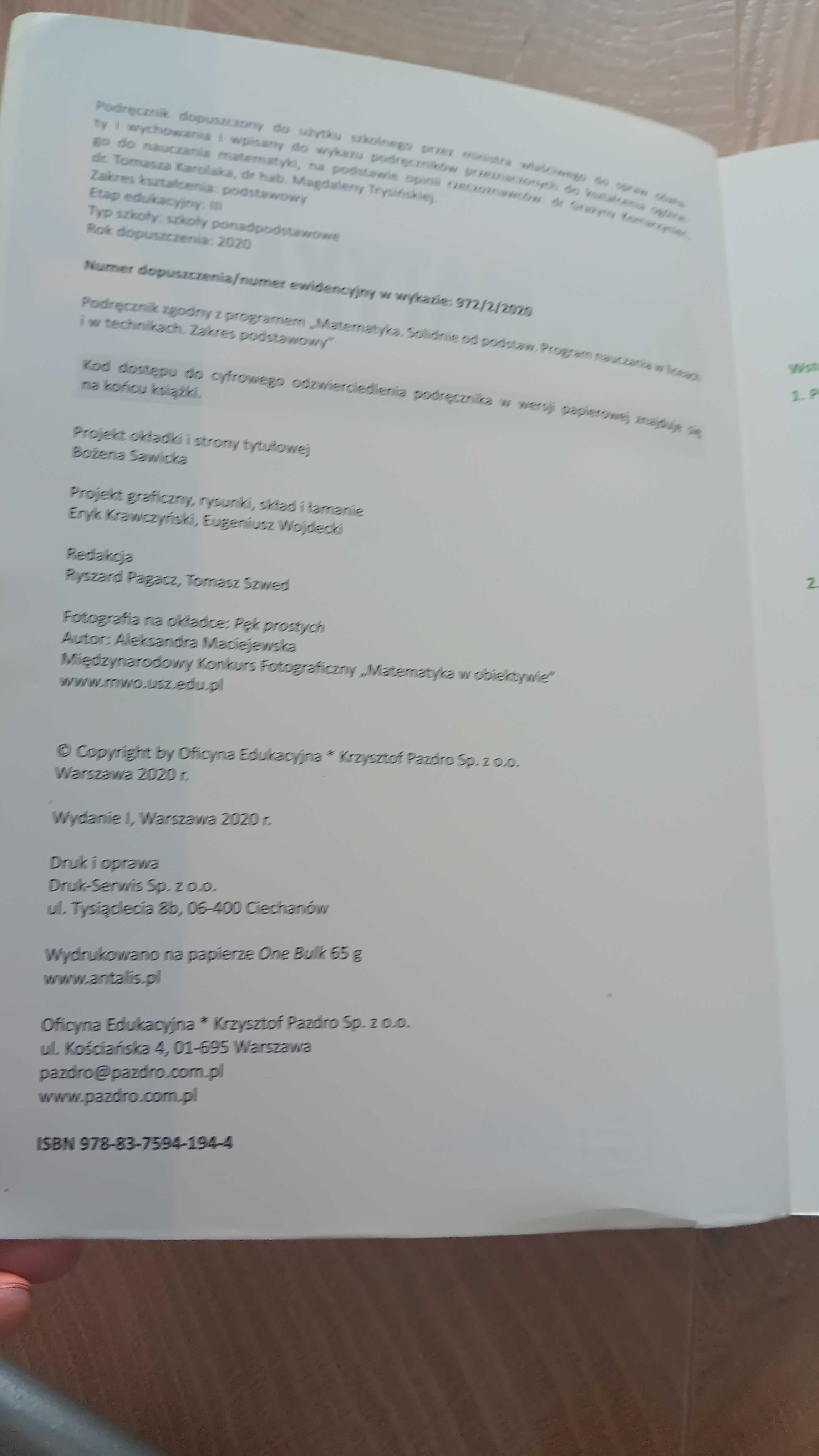 Matematyka 2 podręcznik do liceów i techników zakres podstawowy