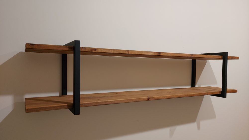 Półka ścienna wisząca drewniana loftowa