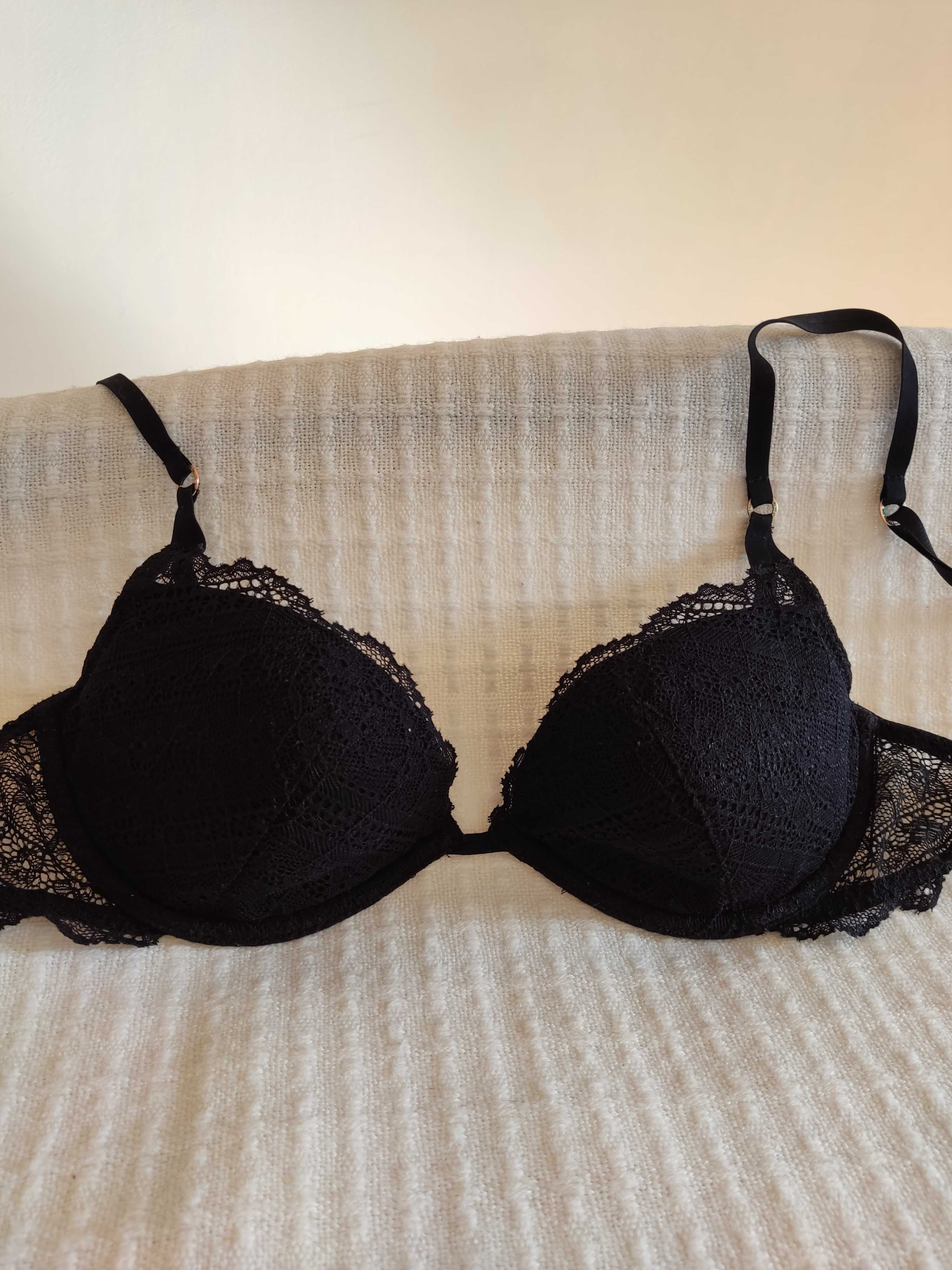 Calvin Klein czarny koronkowy biustonosz 34B 75B