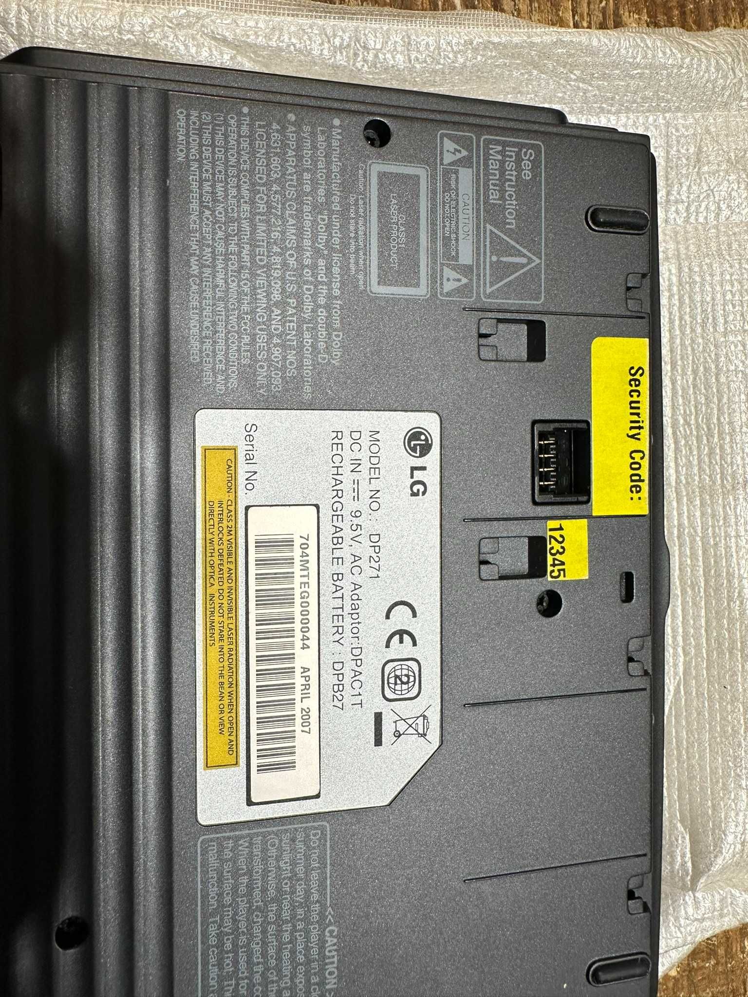 Odtwarzacz Przenośny DVD LG DP 271