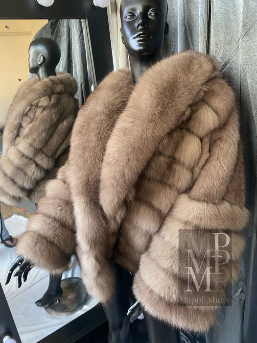Шикарная песцовая шуба автоледи в окрасе светлый соболь, 42-56 размеры