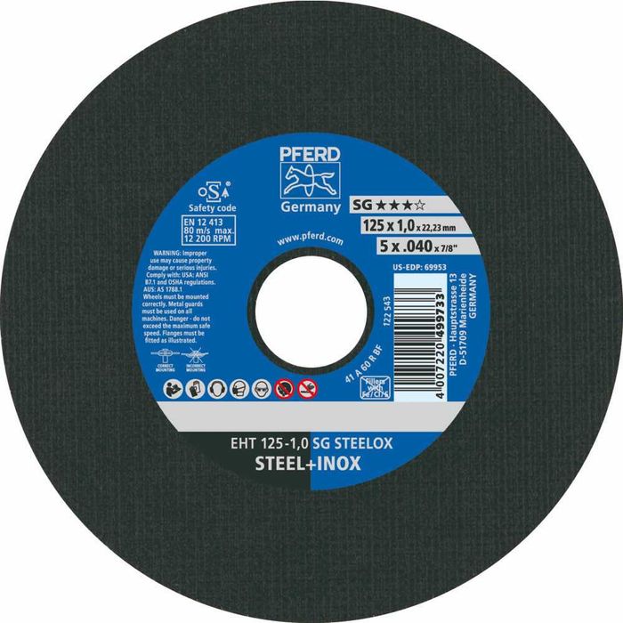 Круг відрізний PFERD EHT 125мм х 1,0 SG STEELOX