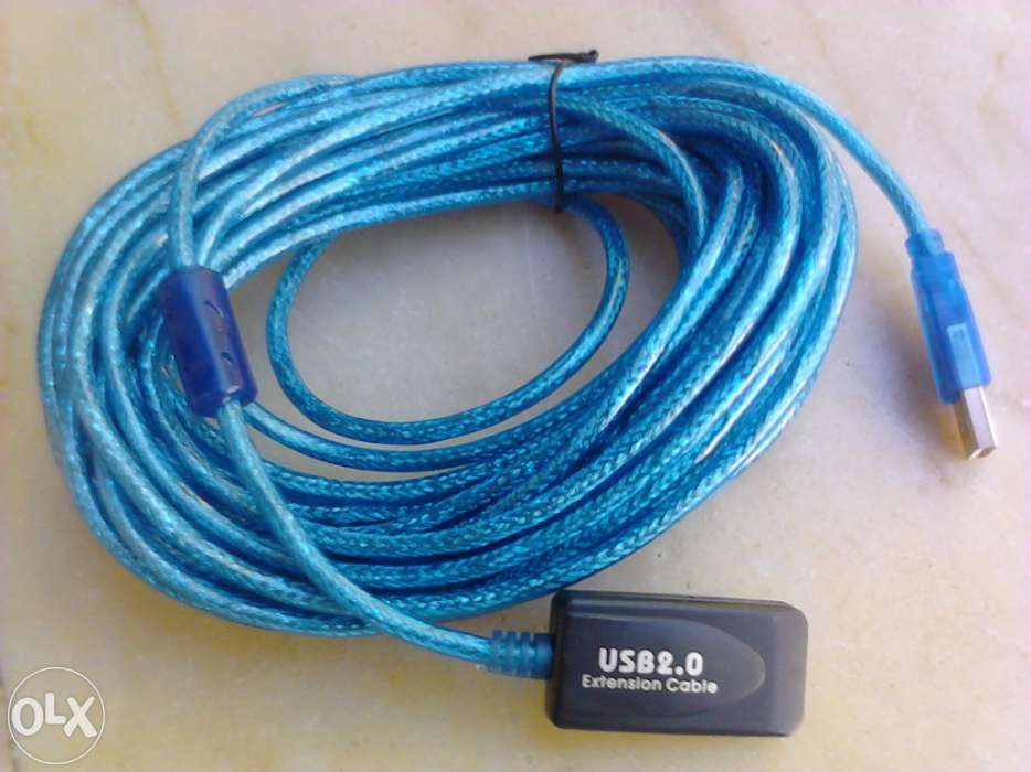 Cabo USB 2.0 ativo e blindado 10 metros (azul ou preto)