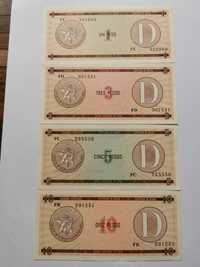 Banknoty - CUBA - 1, 3, 5, 10 Pesos " D ". Zestaw 4 szt.