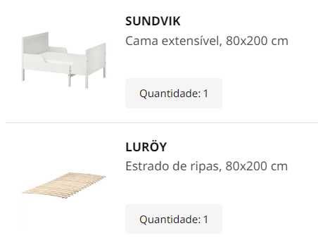 Cama extensível branca para criança com estrado e colchão