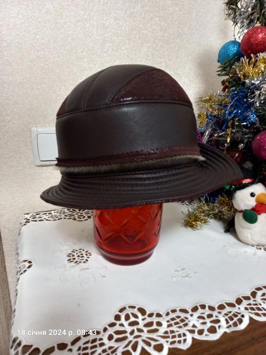 Бриль шкіряний бордовий