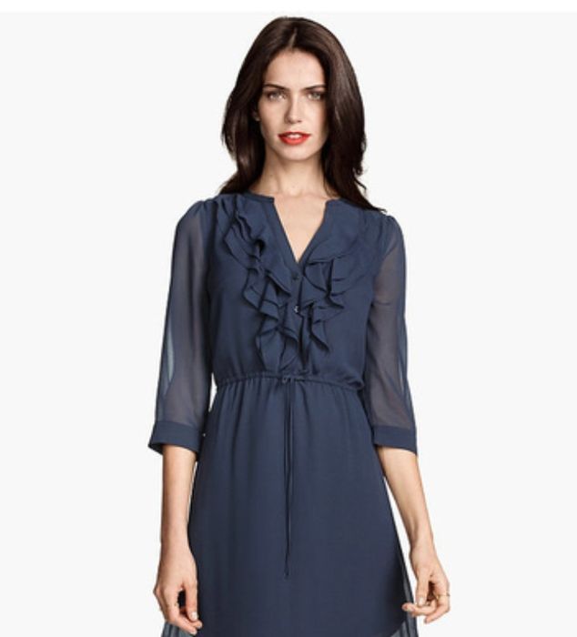 H&m  синє шифонове плаття