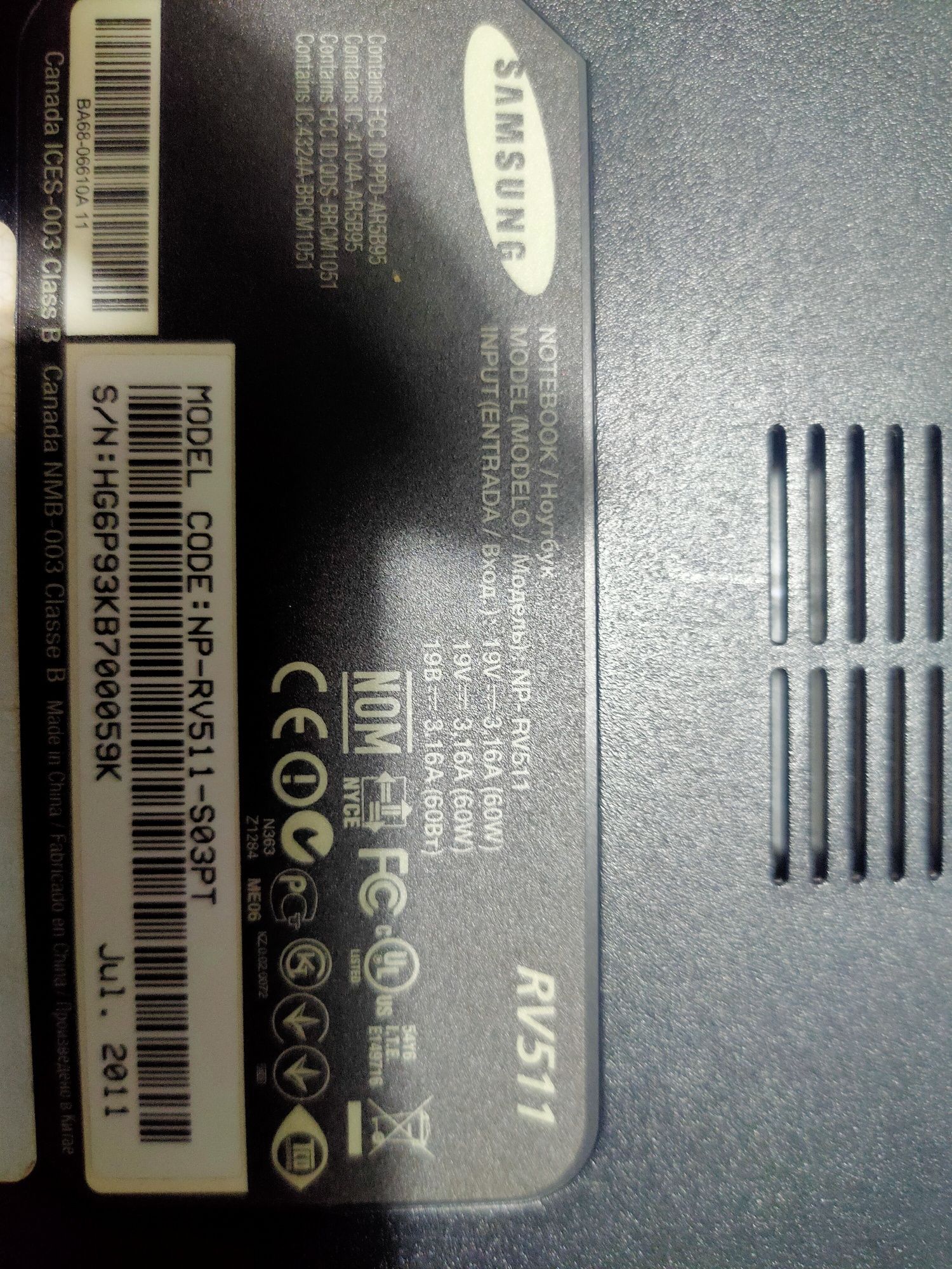 Portátil Samsung notebook RV510