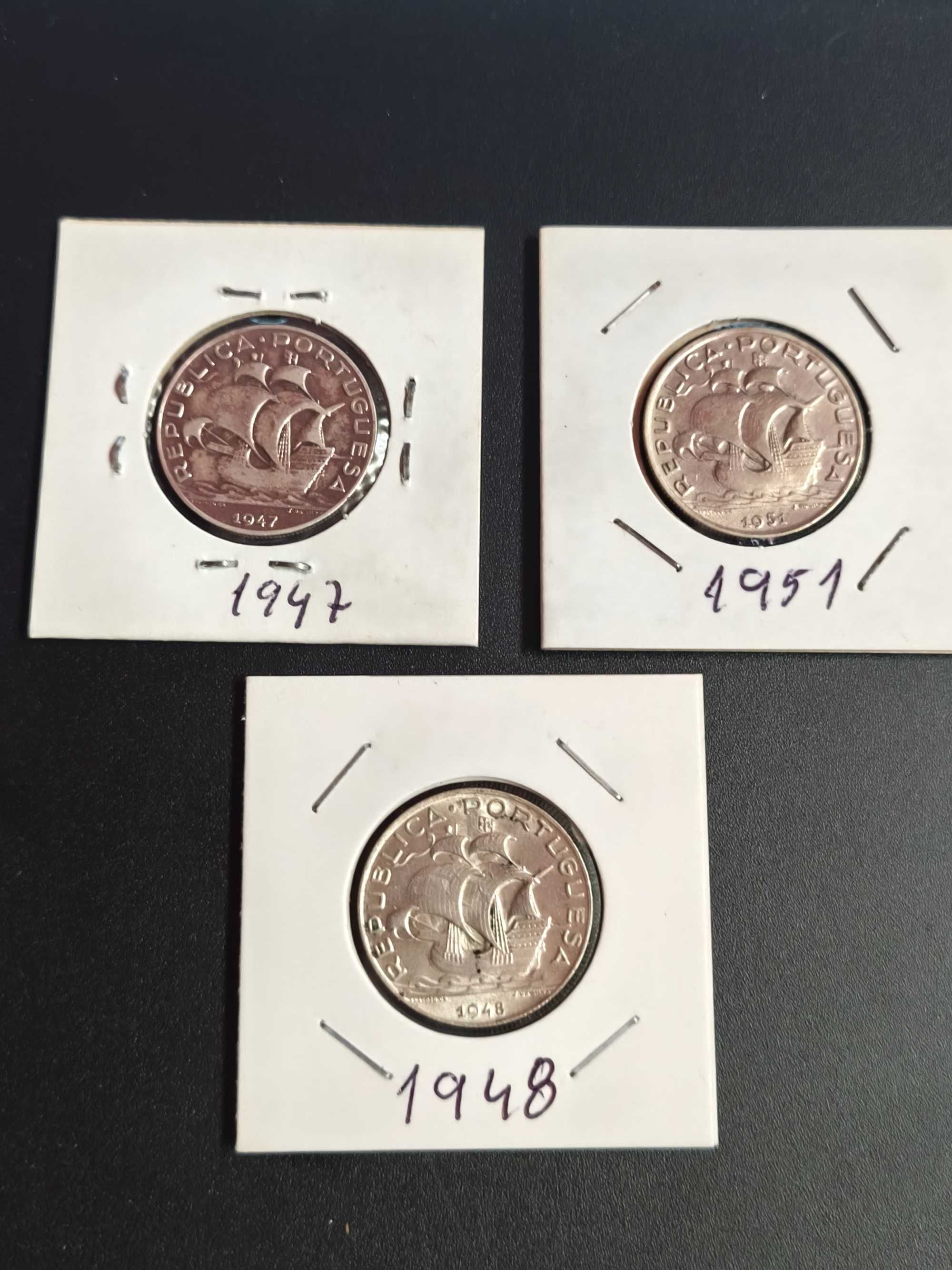llote 3 moedas prata 5 escudos