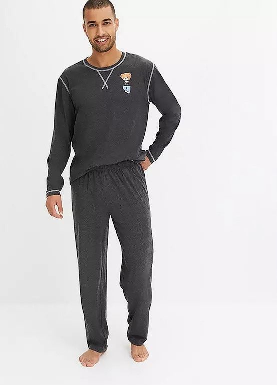 B.P.C piżama męska szara z nadrukiem cool misia r.XL