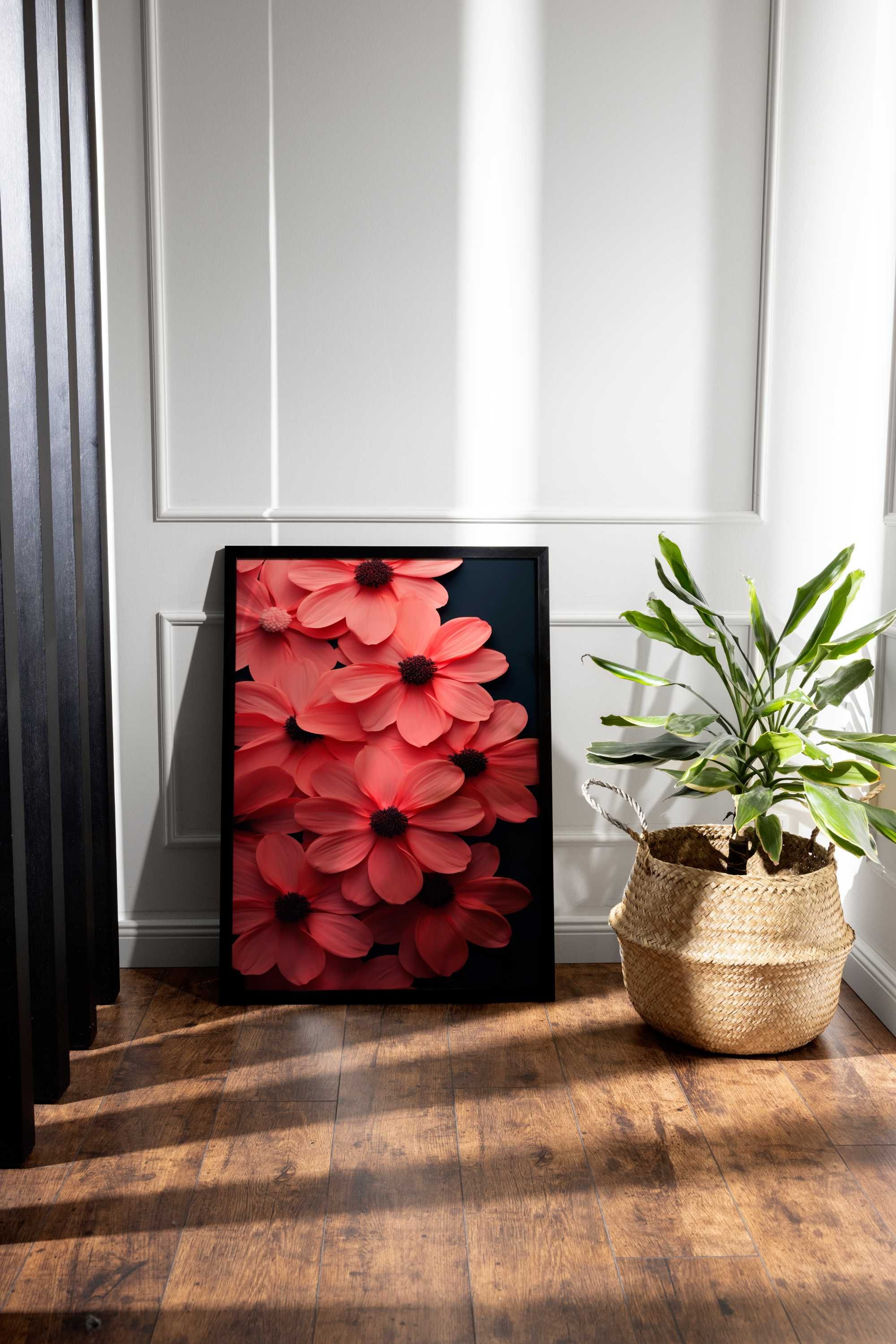 Plakat na Ścianę Obraz Czerwone Kwiaty Minimalizm Sztuka 40x60 cm