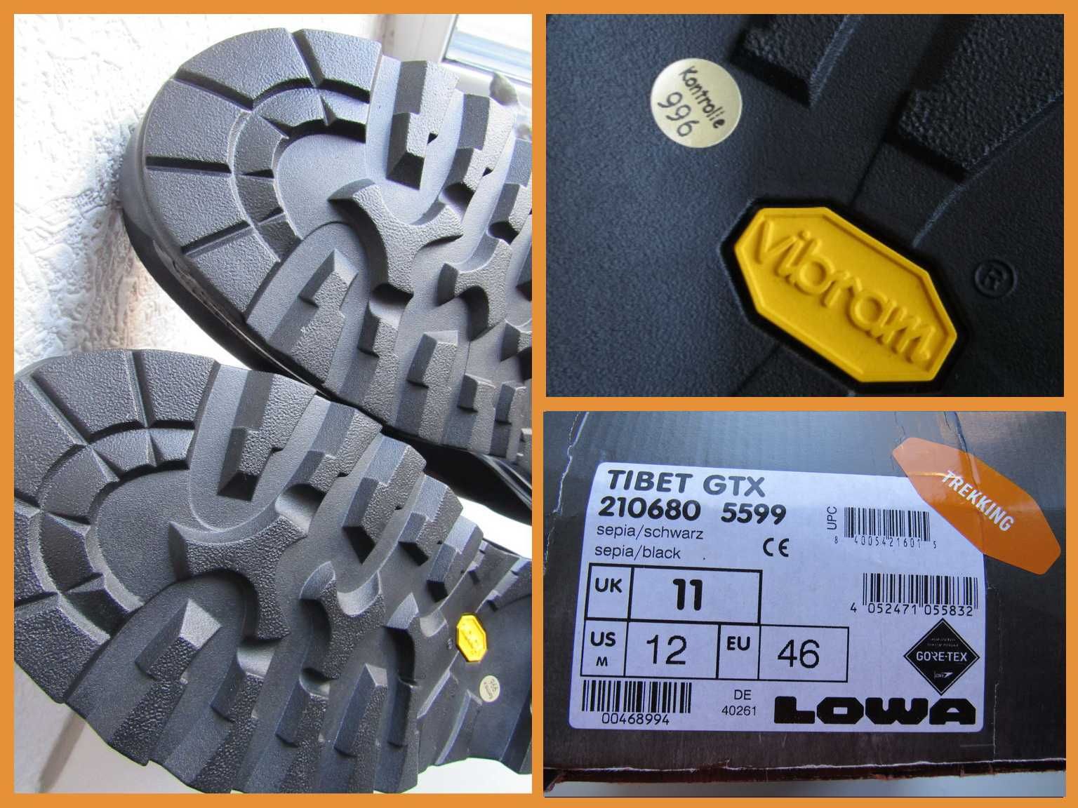Трекинговые ботинки, мембранные берцы Lowa Tibet GTX р. 45 (29,5см)