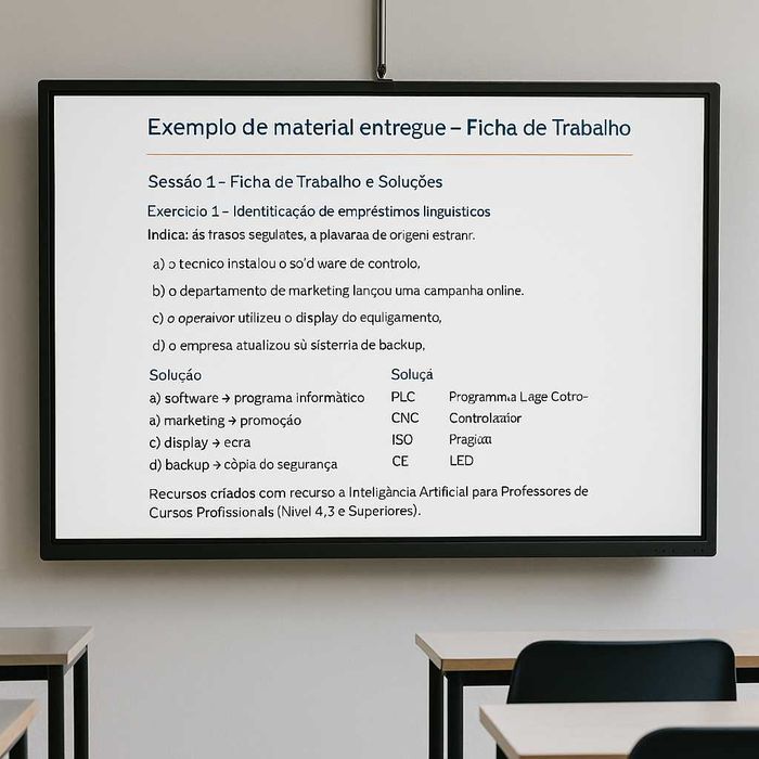 Apoio a Professores de Cursos Profissionais (Nível 4, 5 e Superiores)