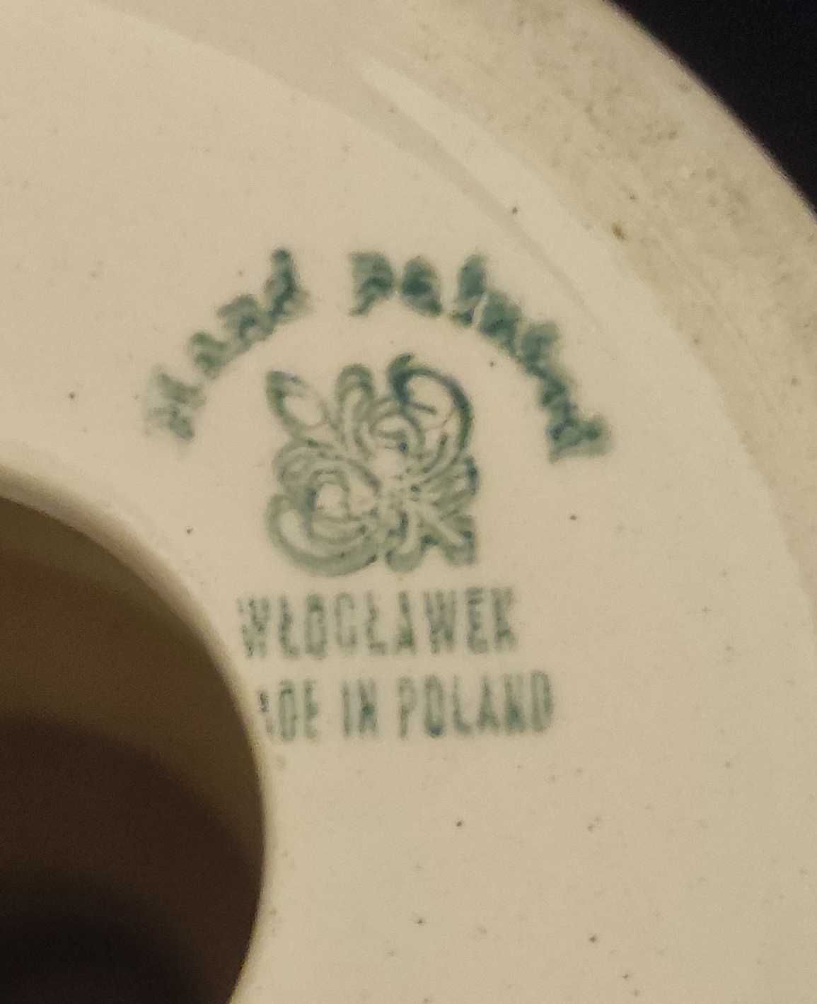 Fajans Włocławek świecznik 23 cm z sygnaturą - vintage old school PRL