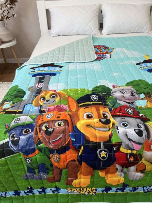 Двостороння дитяча ковдра покривало з бавовни, щенячий патруль, лол