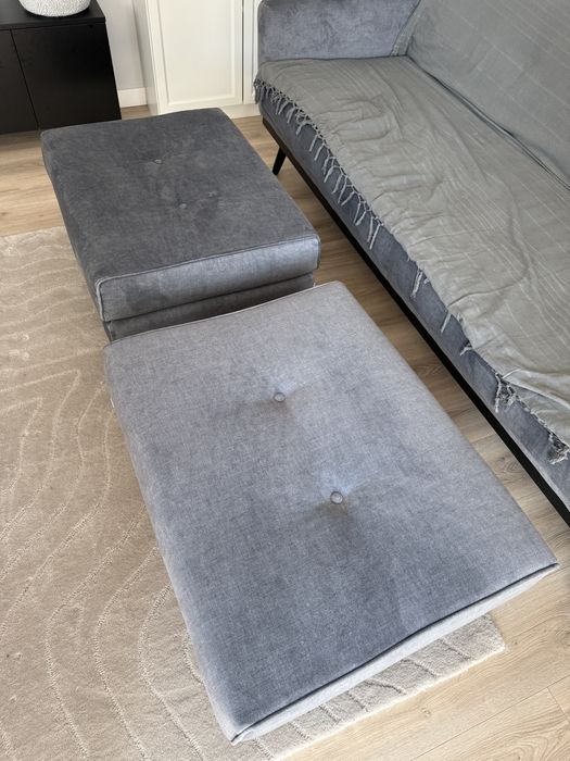 2 szt.! Scandicsofa Puf Podnóżek Klematisar Steel / szary czarna rama
