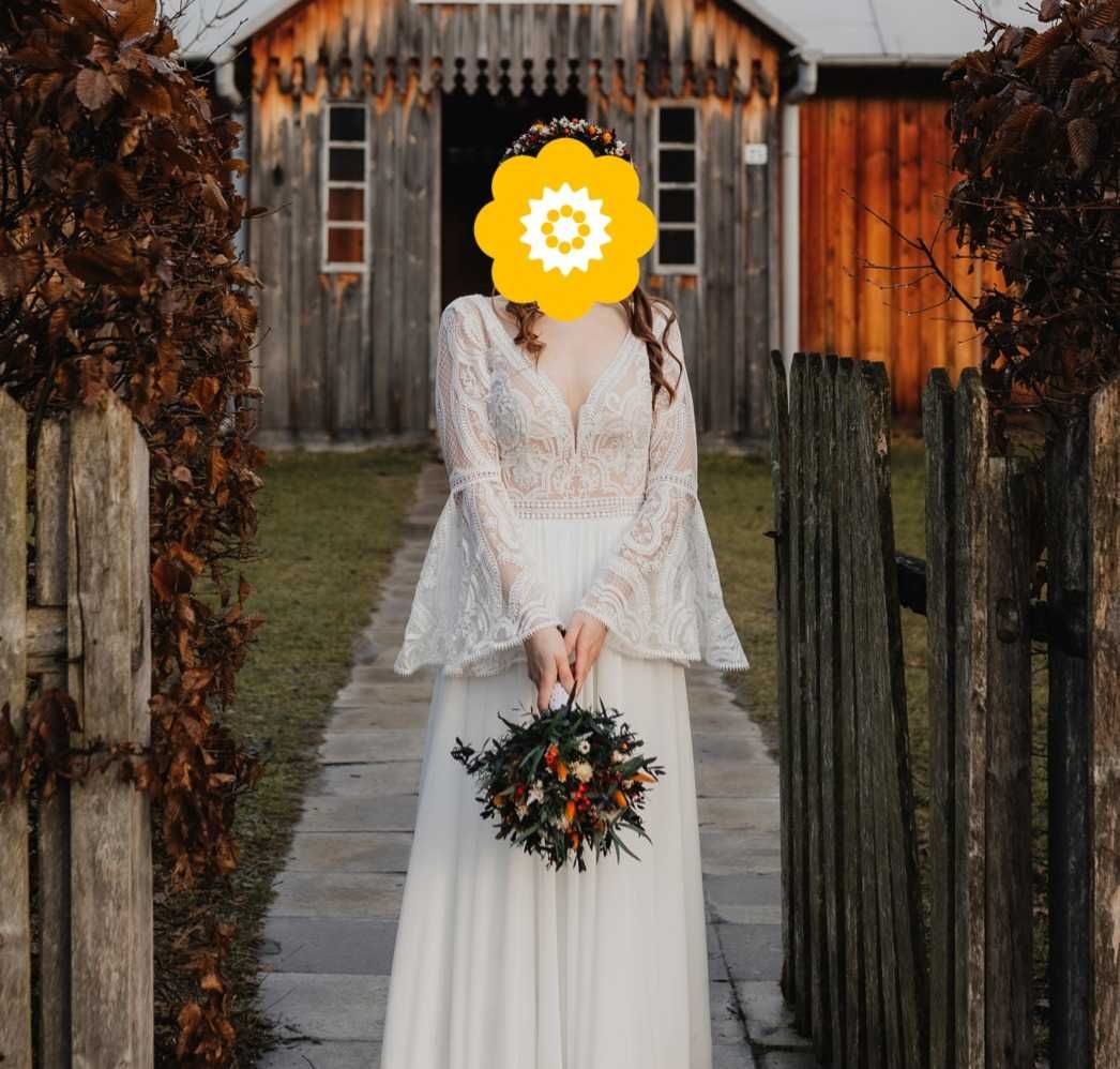 Suknia ślubno w stylu BOHO rozmiar 38/40